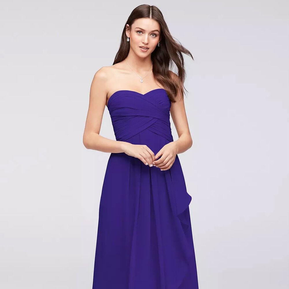 Crinkle Chiffon Dress with Cascade Skirt